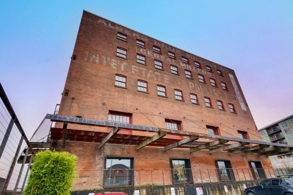 Facade of an old brick building